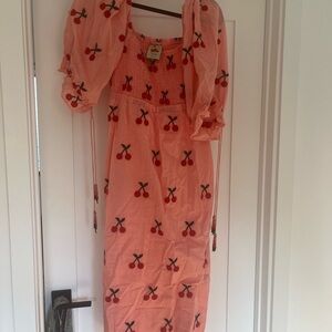 FARM Rio Cherry Print Pink Dress
